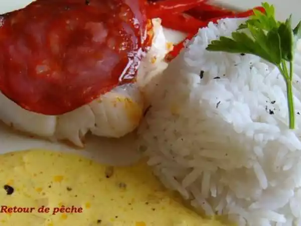 Recette Pavé de lieu jaune de ligne en écaille de chorizo sauce safranée