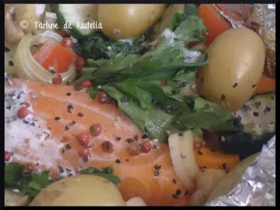 Recette Papillote de saumon et légumes