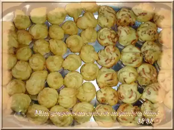 Recette Mini gougères au crabe et au jambon fumé