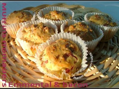 Recette Muffin fromager crousti-moelleux: emmental, bacon & graines de moutarde