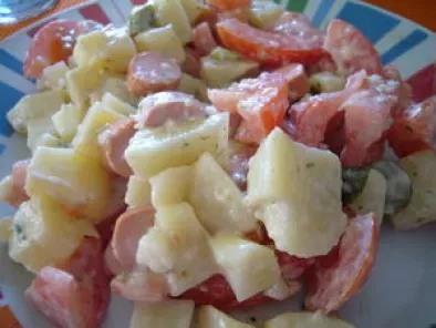 Recette Salade de pomme de terre aux saucisses de volaille (4, 5 points)