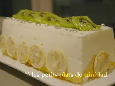 Recette Bûche glacée, mangue passion, yaourt miel citron, sur lit de meringue