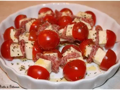 Recette Mini brochettes tomates cerises & mozza