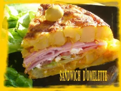 Recette Sandwich d'omelette garni au jambon...