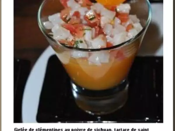 Recette #170 - tartare de saint jacques sur une gelée de clémentines au poivre de sichuan