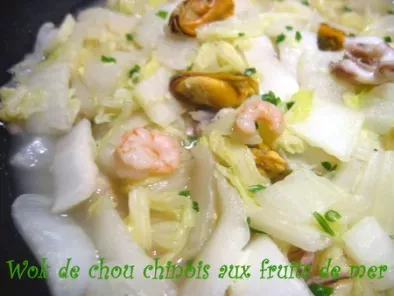 Recette Wok de chou chinois aux fruits de mer