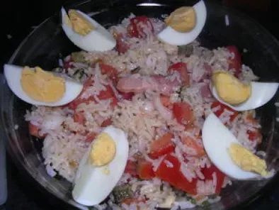 Recette Salade de riz aux lardons
