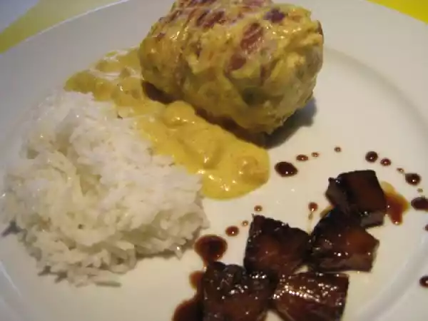 Recette Paupiette de dinde pomme-ananas, sauce coco et curry