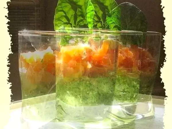 Recette Pesto d'epinards et saumon fume en verrines