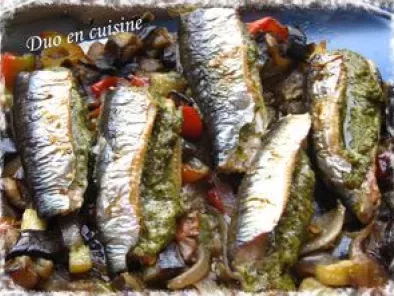 Recette Sardines au pesto sur lit de légumes d'été