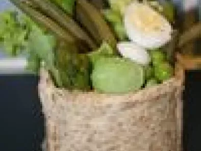 Recette Légumes verts en coque de pain, espuma de mayonnaise légère