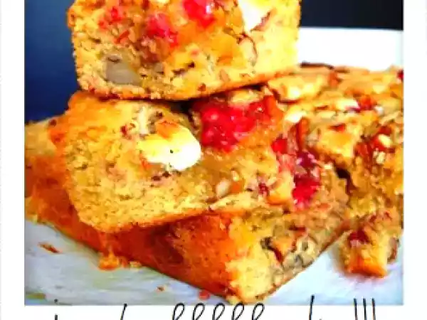 Recette Un énooooorme gâteau : le blondie chocolat blanc, framboise et noix de pécan !