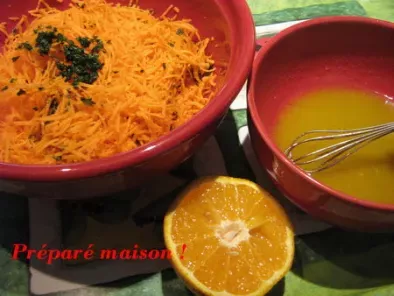 Recette Carottes râpées, sauce orange, gingembre et miel
