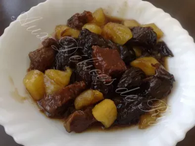Recette El ham lahlou ( viande avec des pruneaux et des pommes)
