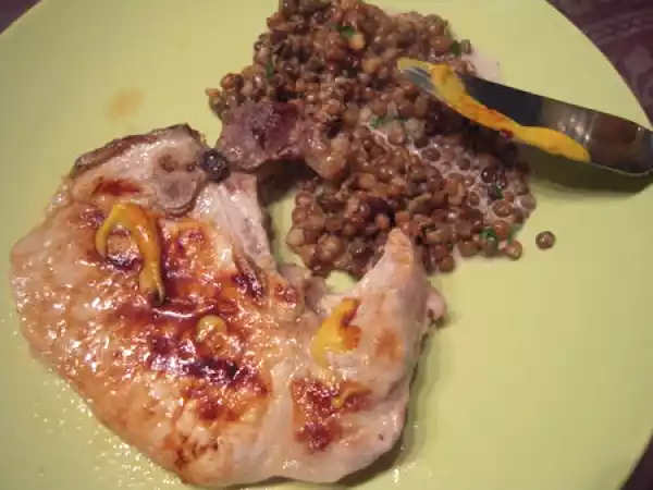 Recette Cotes de porc aux lentilles et lait de coco