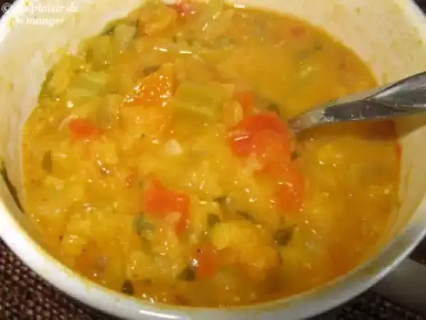Recette Soupe aux lentilles corail, à la grecque