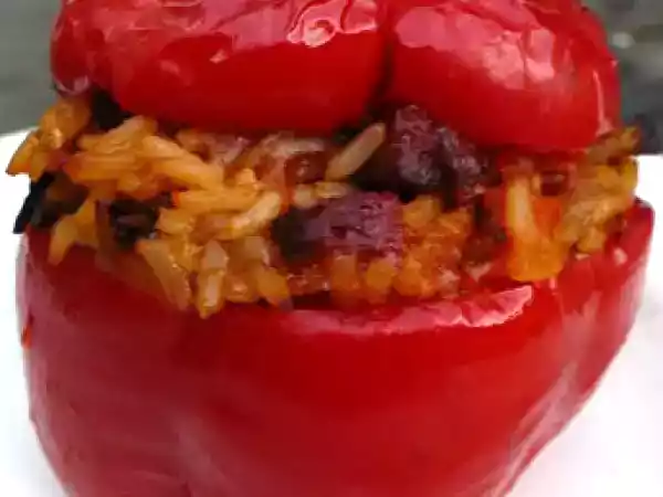 Recette Poivrons farcis au riz et au chorizo.....quand l'été se poursuit en bretagne...