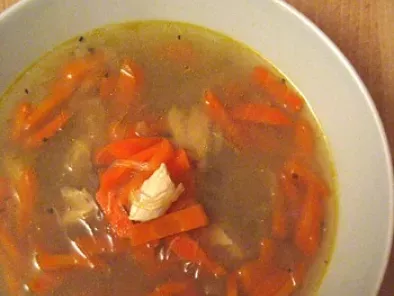 Recette La soupe un peu chinoise, au poulet et vermicelles.