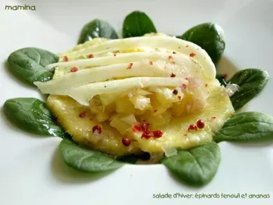 Recette Salade d'hiver croquante: ananas, fenouil et épinards