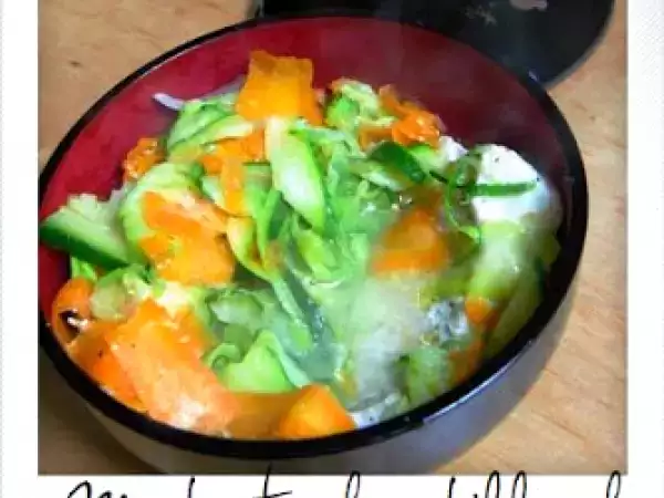 Recette Une papillote de dos de cabillaud avec des tagliatelles de légumes