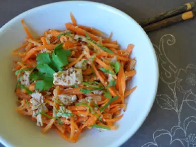 Recette Salade de carottes mi-crues, mi-cuites, thon, sésame et feuilles de coriandre