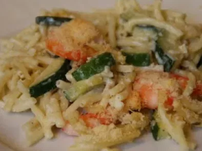 Recette Gratin de macaroni aux scampis, courgettes et boursin cuisine®