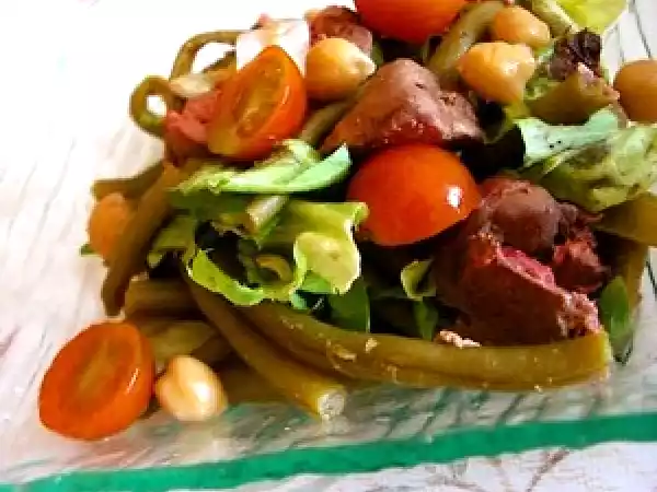 Recette Salade aux foies de volaille