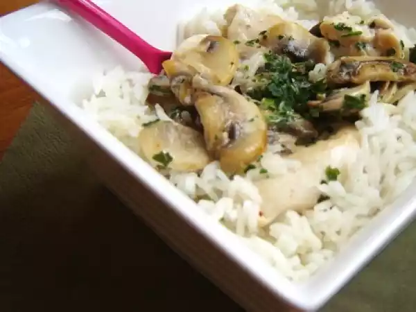 Recette Riz au poulet et champignons expressss