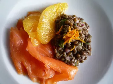 Recette Salade de lentilles au saumon fumé et à l?orange