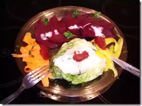 Recette Lieu noir en papillote et ses légumes .