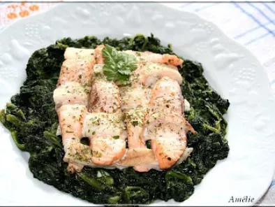 Recette Mosaique de saumon, filet de sole aux epinards a la creme