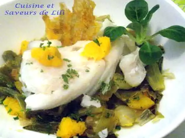 Recette Dos de cabillaud au poireau et à l'orange
