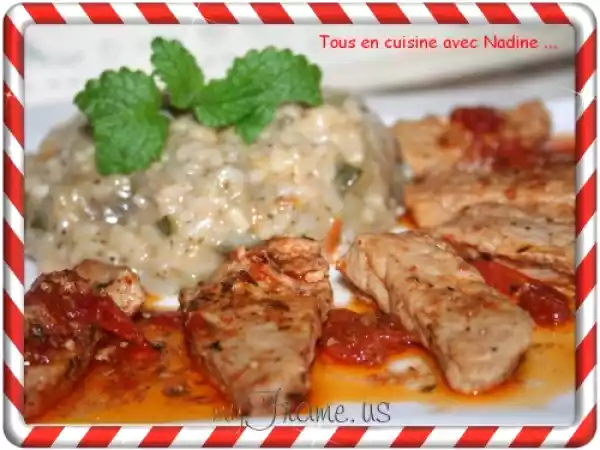 Recette Finettes de porc aux tomates confites, risotto aux légumes