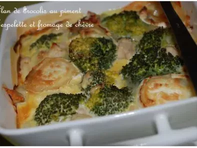 Recette Flan de brocolis au piment d'espelette, poulet et fromage de chèvre