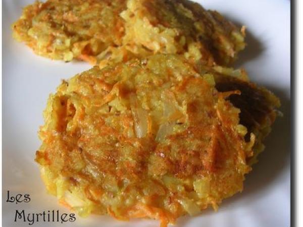 Recette Galettes aux flocons de riz, carottes, sesame, curcuma