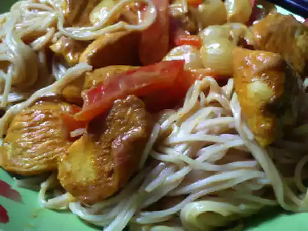 Recette Nouilles et poulet sauce satay