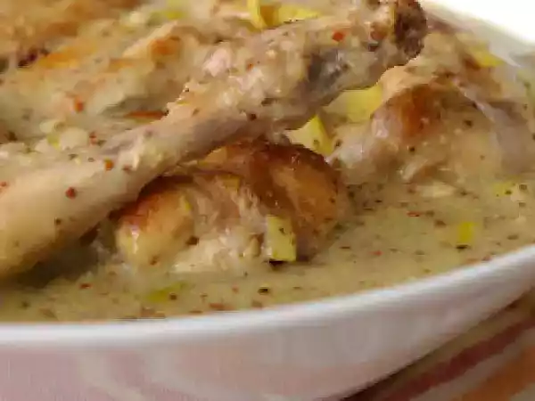 Recette Lapin à la moutarde aux poireaux