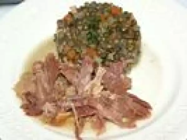 Recette Lentilles vertes du puy, effiloché de confit