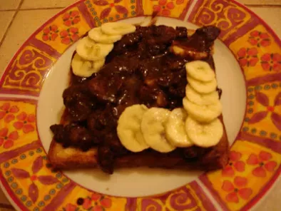 Recette Toast poêlé banane et choco-noisette.