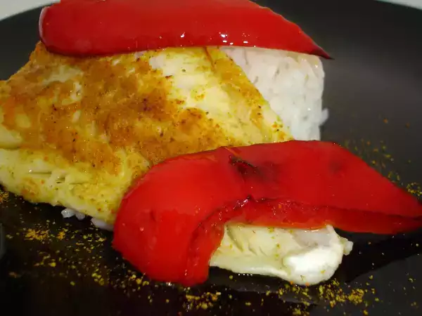 Recette Cabillaud au curry et poivron rouge