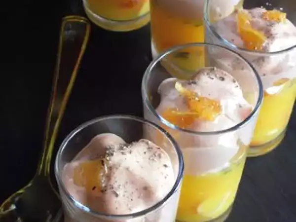 Recette Transparence de clémentine au surimi et espuma tomato