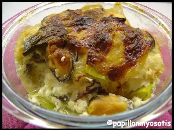 Recette Petits gratins moules & poireaux