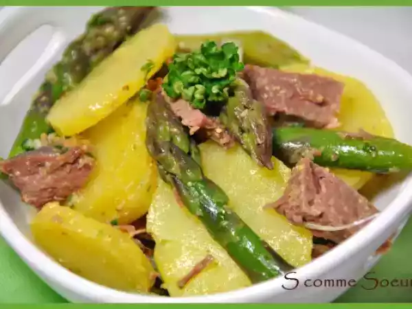Recette Méli-mélo d'asperges vertes au confit de canard