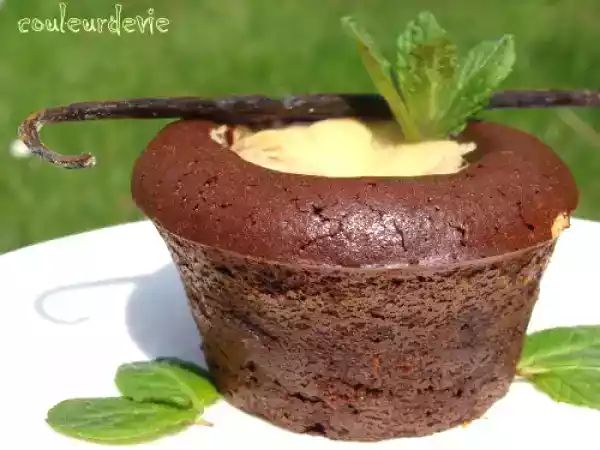 Recette Moelleux chocolat noir-menthe, coeur coulant vanille-menthe