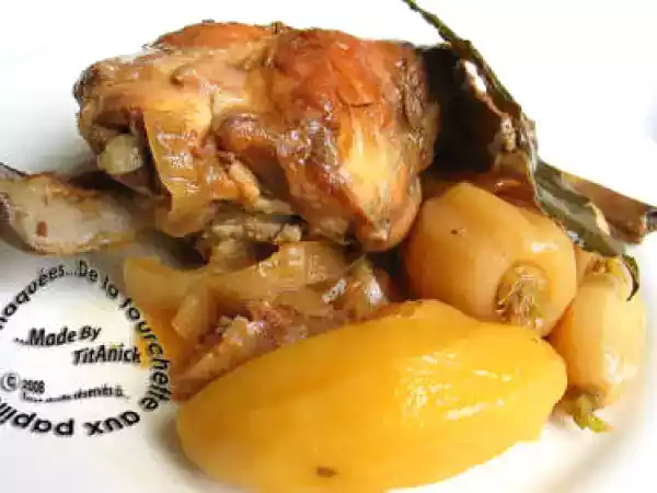 Recette Lapin au cidre, oignons, navets et pommes de terre