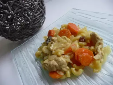 Recette Curry de dinde et coquillettes aux raisins secs