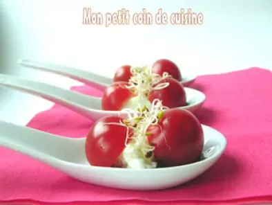 Recette Cuillère apéritive à la tomate et au fromage frais de brebis sans lait et sans gluten