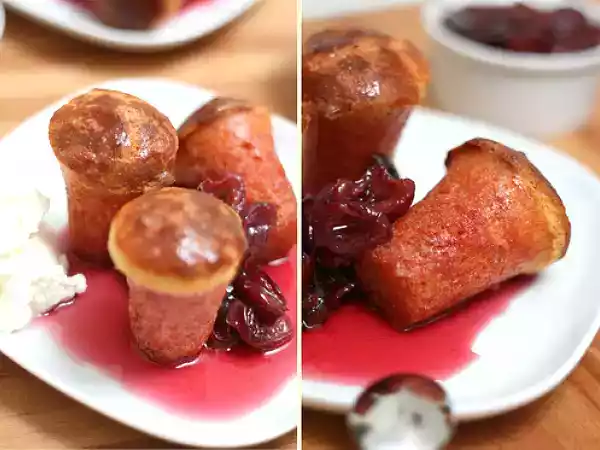 Recette Baba bouchons, compotée de cerises aux épices & au kirsch, crème fouettée