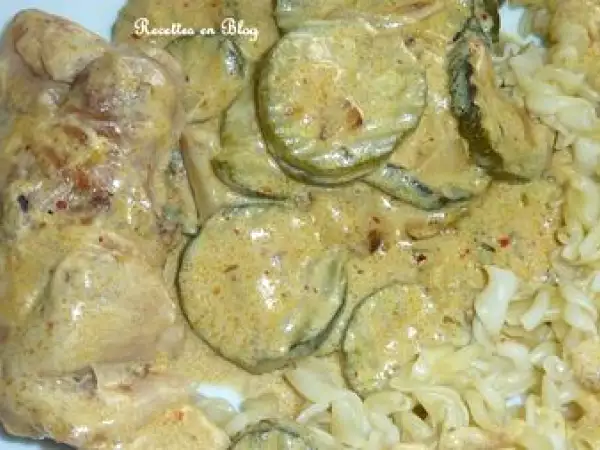 Recette Lapin a la moutarde et a la creme aux courgettes