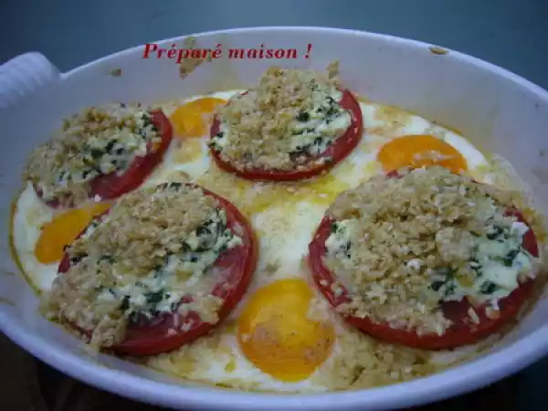 Recette Oeufs au plat et tomates farcies au fromage frais